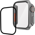 2в1 чехол и защитное стекло для часов Apple Watch 6/5/4/SE 44MM, Grey/Orange