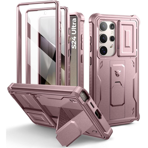 Бронированный чехол для Samsung Galaxy S24 Ultra, Dexnor Full Body (Two Frames), розовый rose gold