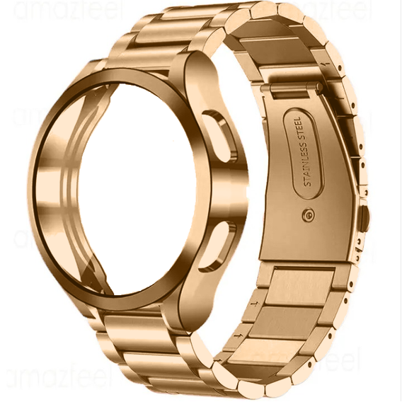 Металический браслет с чехлом для часов Samsung Galaxy Watch 5 40mm, Rose Gold