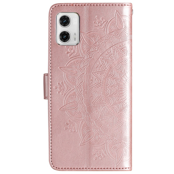 Откидной чехол для Motorola Moto G73 5G, Mandala Flower, розовый rose gold