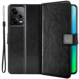 Футляр з клапаном для Xiaomi Redmi Note 12 Pro+ 5G, Crazy Horse Wallet, чорний