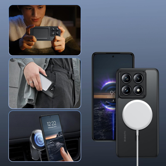 Чохол для Xiaomi 14T, для MagSafe, ERBORD Matt Case, чорний + захисне скло