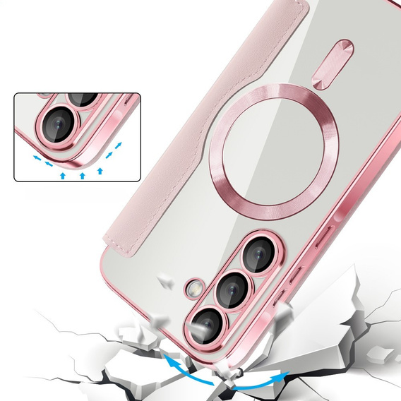 Откидной чехол для Samsung Galaxy A26, RFID Wallet MagSafe CamShield, розовый