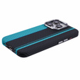 Чехол для iPhone 13 Pro Max, Carbon Fiber MagSafe, черный / синий