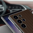 Чoхол до Samsung Galaxy S23 Ultra, GKK Woven Leather, кава