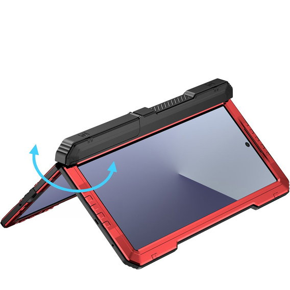 Бронечохол для Samsung Galaxy Z Fold6 5G, алюмінієвий, з підставкою та місцем для стилуса, червоний