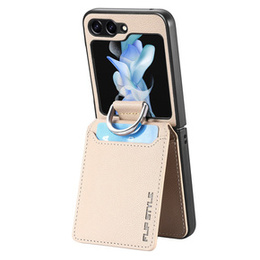 Чохол для Samsung Galaxy Z Flip7 FE / Z Flip6, Card Slot Ring Case, бежевий