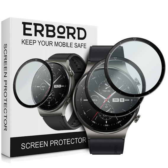 2x Гибридное стекло ERBORD для Huawei Watch GT 2 Pro