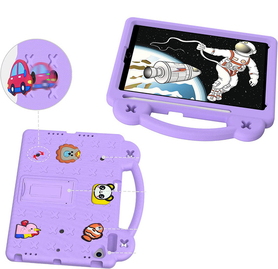 Детский чехол для iPad 10.2" 2021/2020/2019 (9/8/7 gen.) / Air 10.5" 2019 (3 gen.), Cute Patterns, с подставкой, фиолетовый