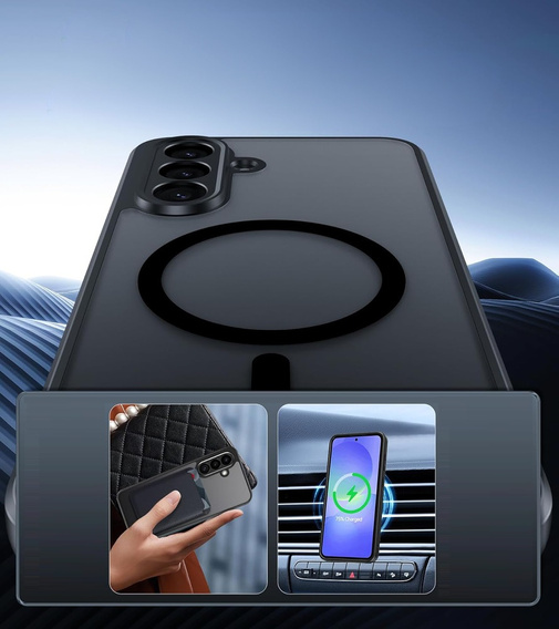 Чохол для Samsung Galaxy A36, для MagSafe, ERBORD Matt Case, чорний + захисне скло