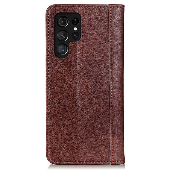 Чехол до Samsung Galaxy S23 Ultra, Wallet Litchi Leather, коричневый