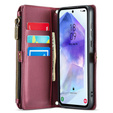 Чехол CASEME для Samsung Galaxy A55 5G, RFID Leather Wallet, с плечевым ремнем, красный