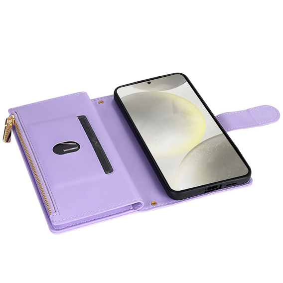 Чохол-сумка для Samsung Galaxy S25 Edge, Rhombus Crossbody Leather, фіолетовий