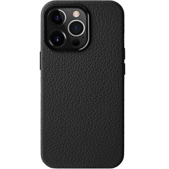 Чехол MELKCO для iPhone 15 Pro, кожаный для MagSafe, чёрный