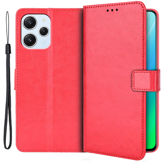 Футляр з клапаном для Xiaomi Redmi 12, Crazy Horse Wallet, червоний