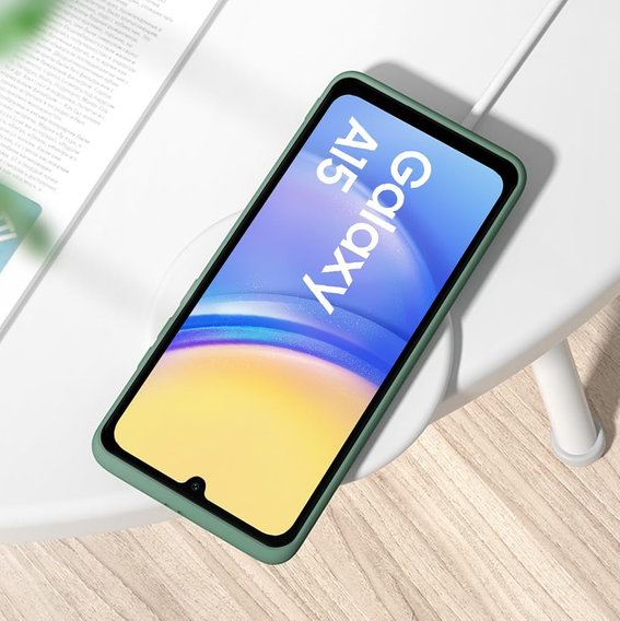 Чохол для Samsung Galaxy A15, Silicone Lite, темно-зелений + скло 9H