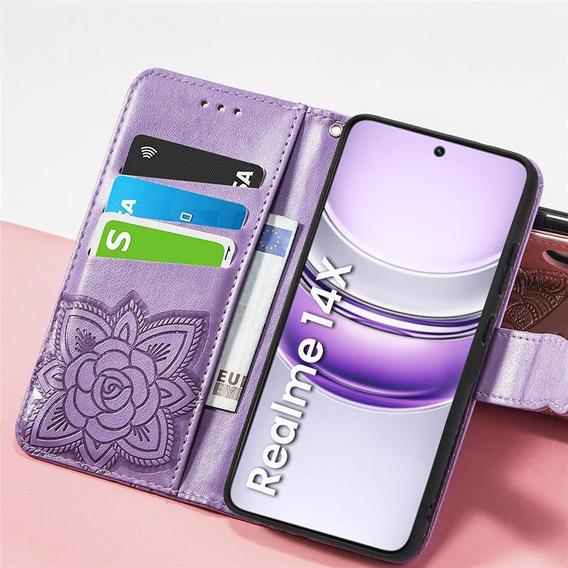 Откидной чехол для Realme 14X / Realme C75, Butterfly, фиолетовый
