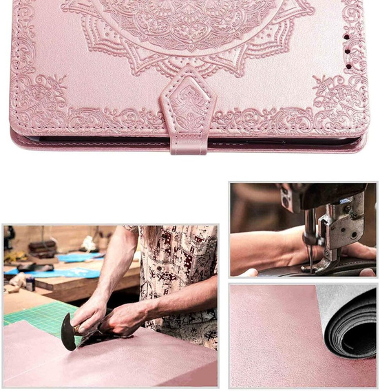 Откидной чехол для Oppo Reno 12FS / 12F, Mandala, розовый rose gold