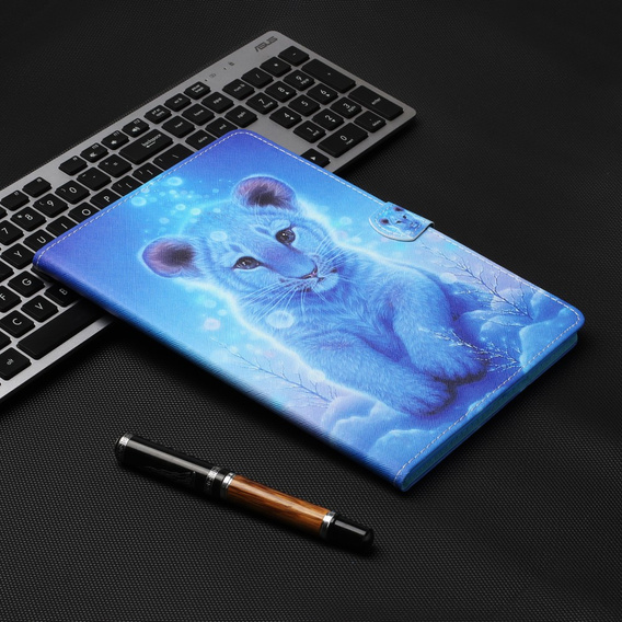 Чехол для Lenovo Tab M10 Plus TB-X606F, с откидной крышкой, tiger