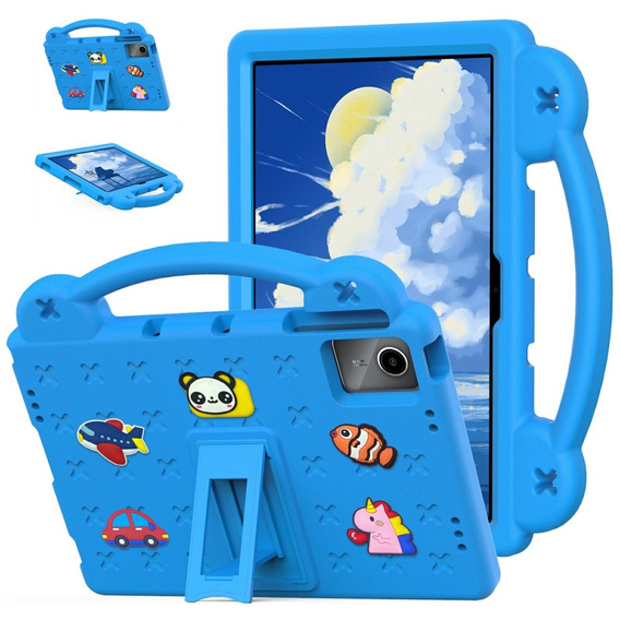 Детский чехол для Lenovo Tab M11, Cute Patterns, с подставкой, синий