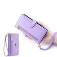 Откидной чехол для iPhone 14 Pro, Wallet Zipper Pocket, фиолетовый