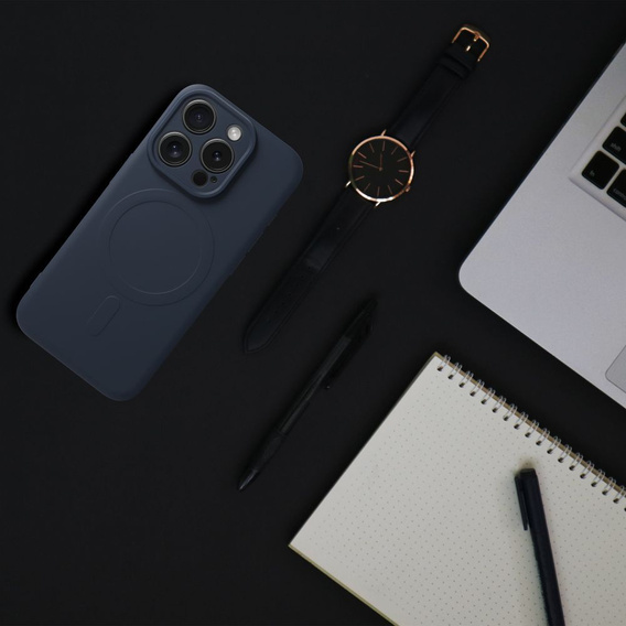 ERBORD Чехол Silicone Mag Cover для iPhone 15 Pro Max, титаново-синий