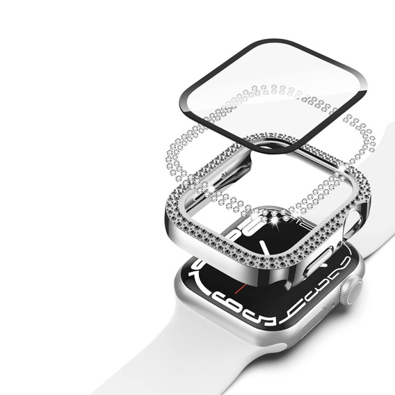 2в1 чехол и защитное стекло для часов Apple Watch 4/5/6/SE 44mm, Silver