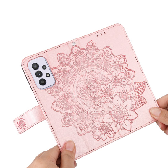 Откидной чехол для Samsung Galaxy A33 5G, Mandala Flower, розовый rose gold