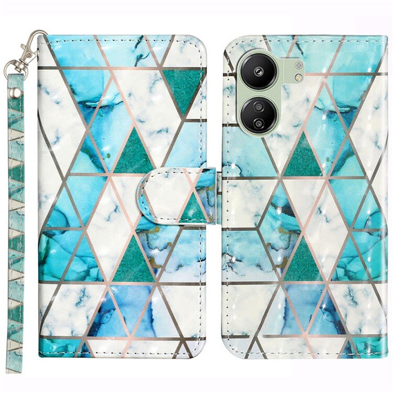 Откидной чехол для Xiaomi Redmi 13C / Poco C65, Wallet, Marble зелёный