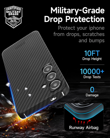Чехол для Samsung Galaxy S24, ERBORD Full Kevlar, для MagSafe, чёрный