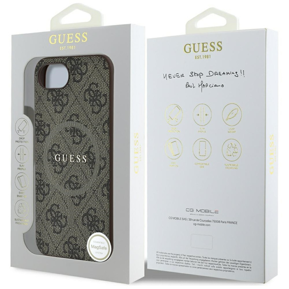 Чехол GUESS до iPhone 16E, 4G Ring Classic Logo, коричневый