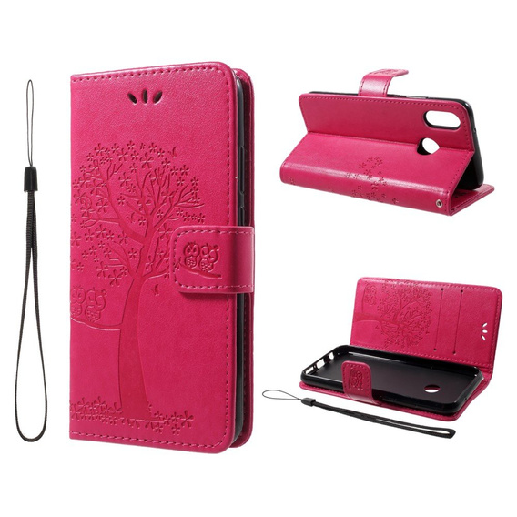 Откидной чехол для Huawei P20 Lite, Wallet tree, розовый