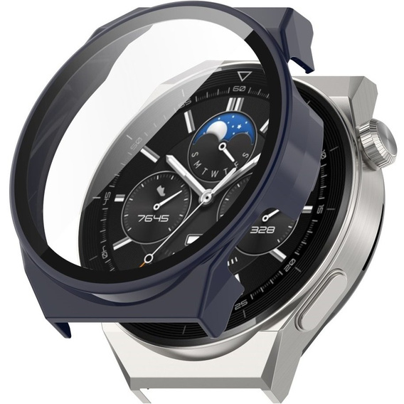 Силиконовый футляр со встроенным защитным стеклом до Huawei Watch GT 3 Pro 46mm, Dark Blue