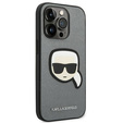 Чехол Karl Lagerfeld до iPhone 14 Pro Max, Saffiano Karl's Head Patch, серебряный