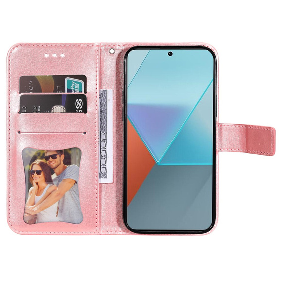 Откидной чехол для Xiaomi Redmi Note 13 Pro 5G, Mandala, розовый rose gold