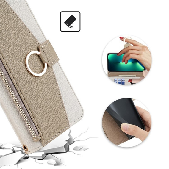 Чохол-книжка для Xiaomi Redmi Note 13 Pro+, Wallet Zipper Pocket, з дзеркалом, білий