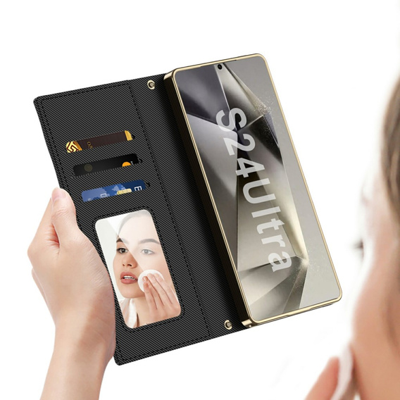 Флип-кейс для Samsung Galaxy S24 Ultra, GKK Mirror Wallet, чёрный