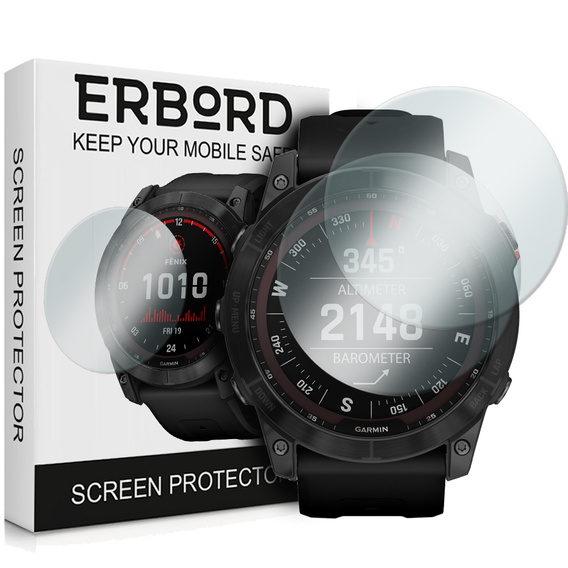 Захисне скло 2х Erbord для дисплею смарт годинника Garmin Fenix 7X / 7X Solar