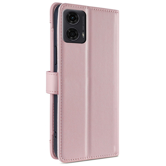 Откидной чехол для Motorola Moto G04 / G24 / G24 Power, Wallet Zipper Pocket, розовый