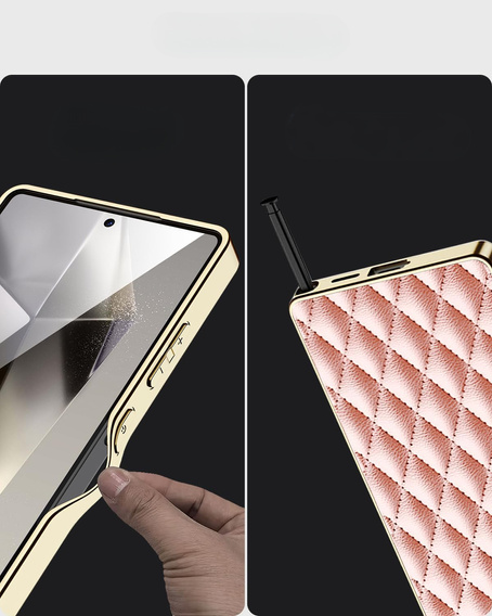Чехол для Samsung Galaxy S25 Ultra, Leather Rhombus, розовый