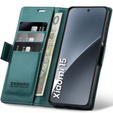 Чехол для Xiaomi 15, ERBORD Glossy Litchi, кошелек с клапаном, зелёный