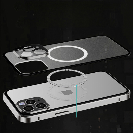 Магнітний чохол Dual Glass MagSafe для iPhone 14 Pro Max, сріблястий