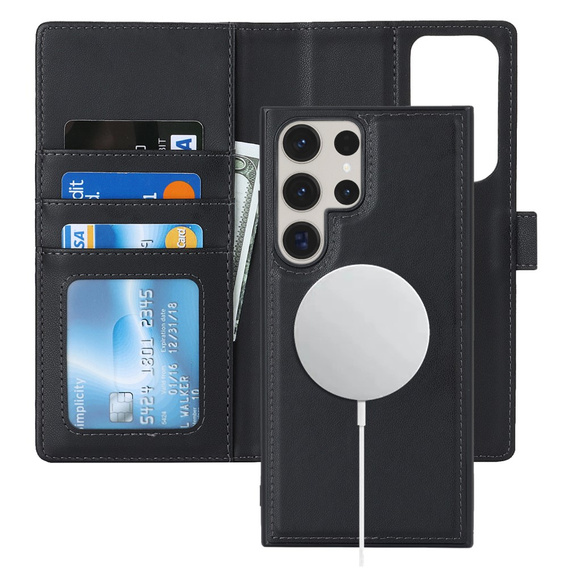 Чохол-скринька для Samsung Galaxy S23 Ultra, гаманець, для MagSafe, зелений, з клапаном, для Samsung Galaxy S23 Ultra, гаманець, для MagSafe, чорний