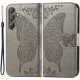 Чохол-книжка для Samsung Galaxy A15, Butterfly, сірий + скло 9H 