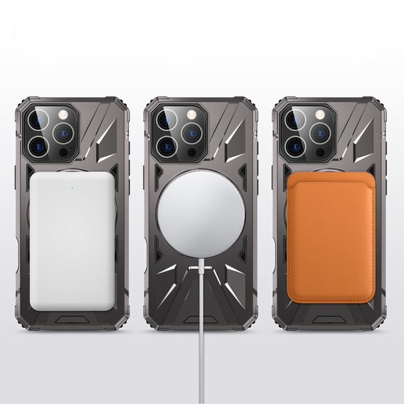 Чохол для iPhone 16 Pro Max, броньований з підставкою та ручкою, сірий