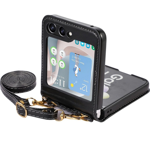 Шкіряний чохол для Samsung Galaxy Z Flip 5 5G, чорний