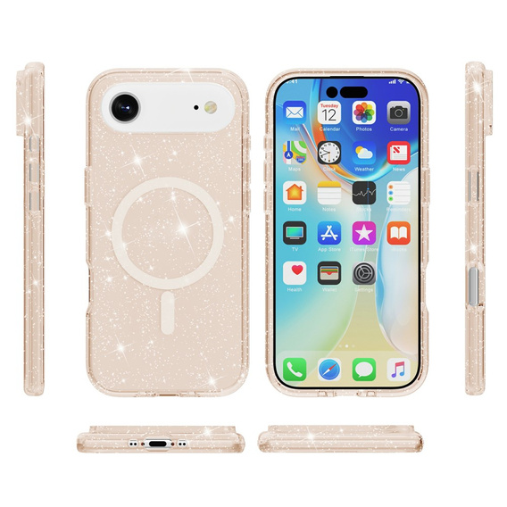 Чехол для iPhone Air, для MagSafe, глиттер, полупрозрачное золото