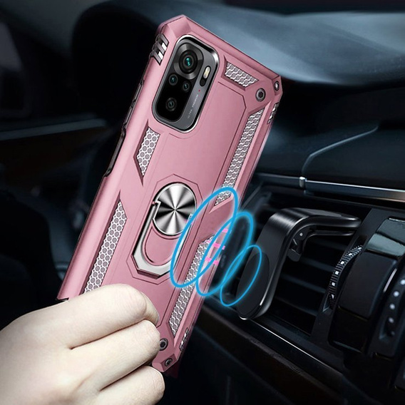 Броньований Чoхол до Xiaomi Redmi Note 10/10S, Nox Case Ring, рожевий rose gold