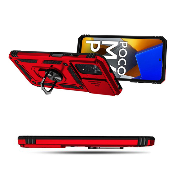 Чехол NOX Camera Slide Xiaomi Poco M4 Pro 4G, CamShield Slide, красный