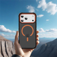 Матовий чохол для iPhone 17 Pro, броньований, для MagSafe, димчастий з помаранчевими боками